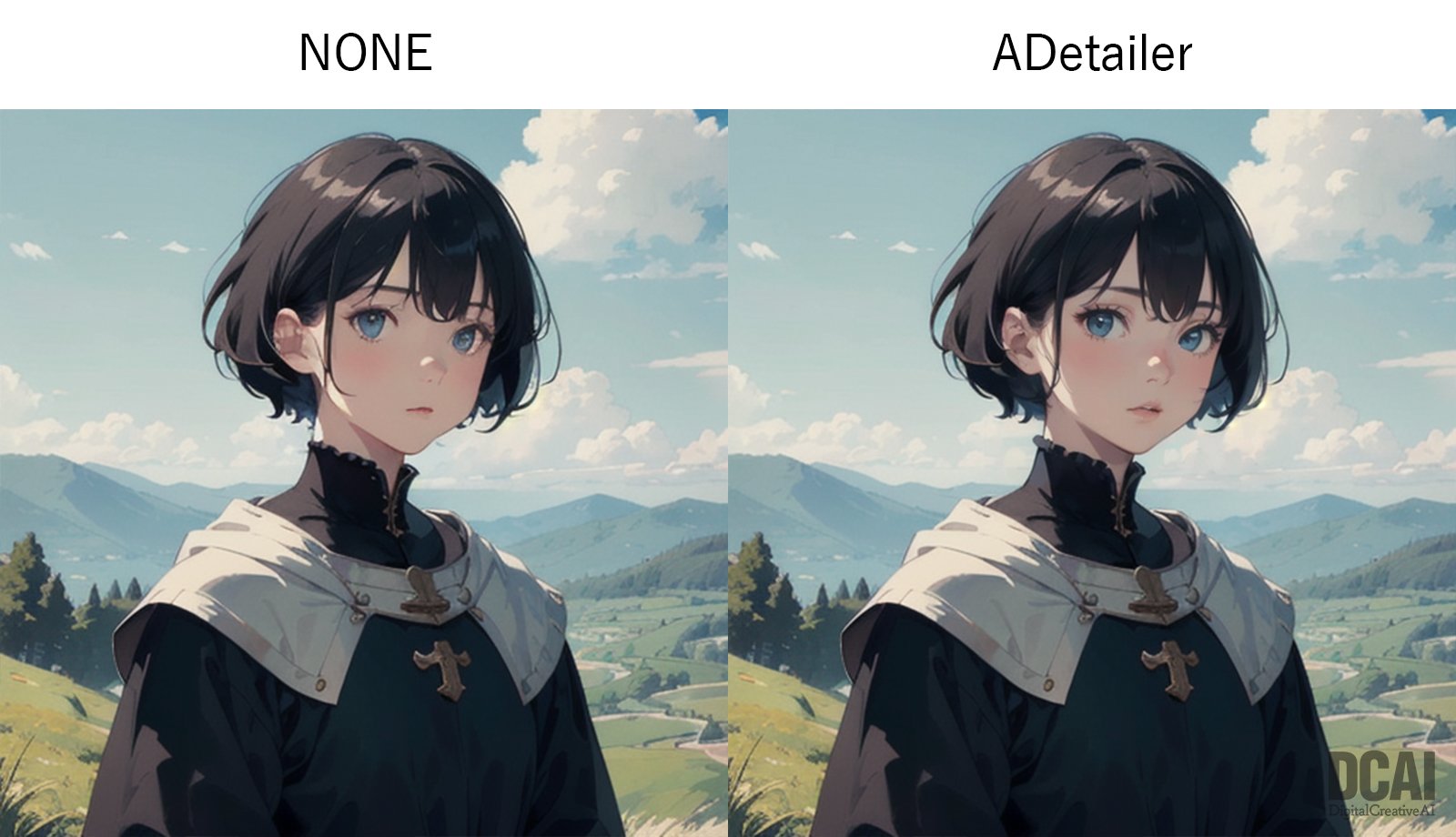 Comparison image of ADetailer