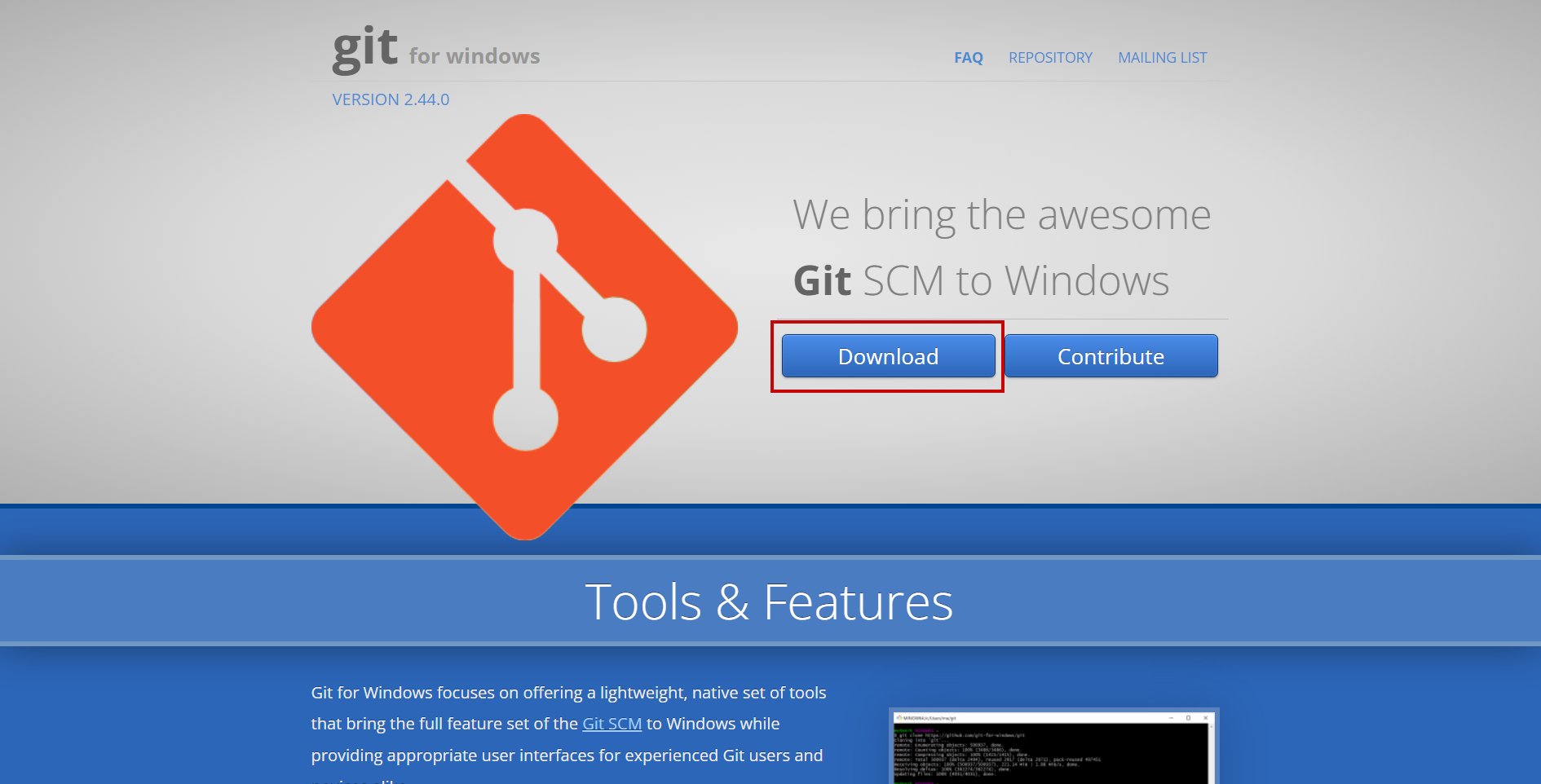 website of Git for windows