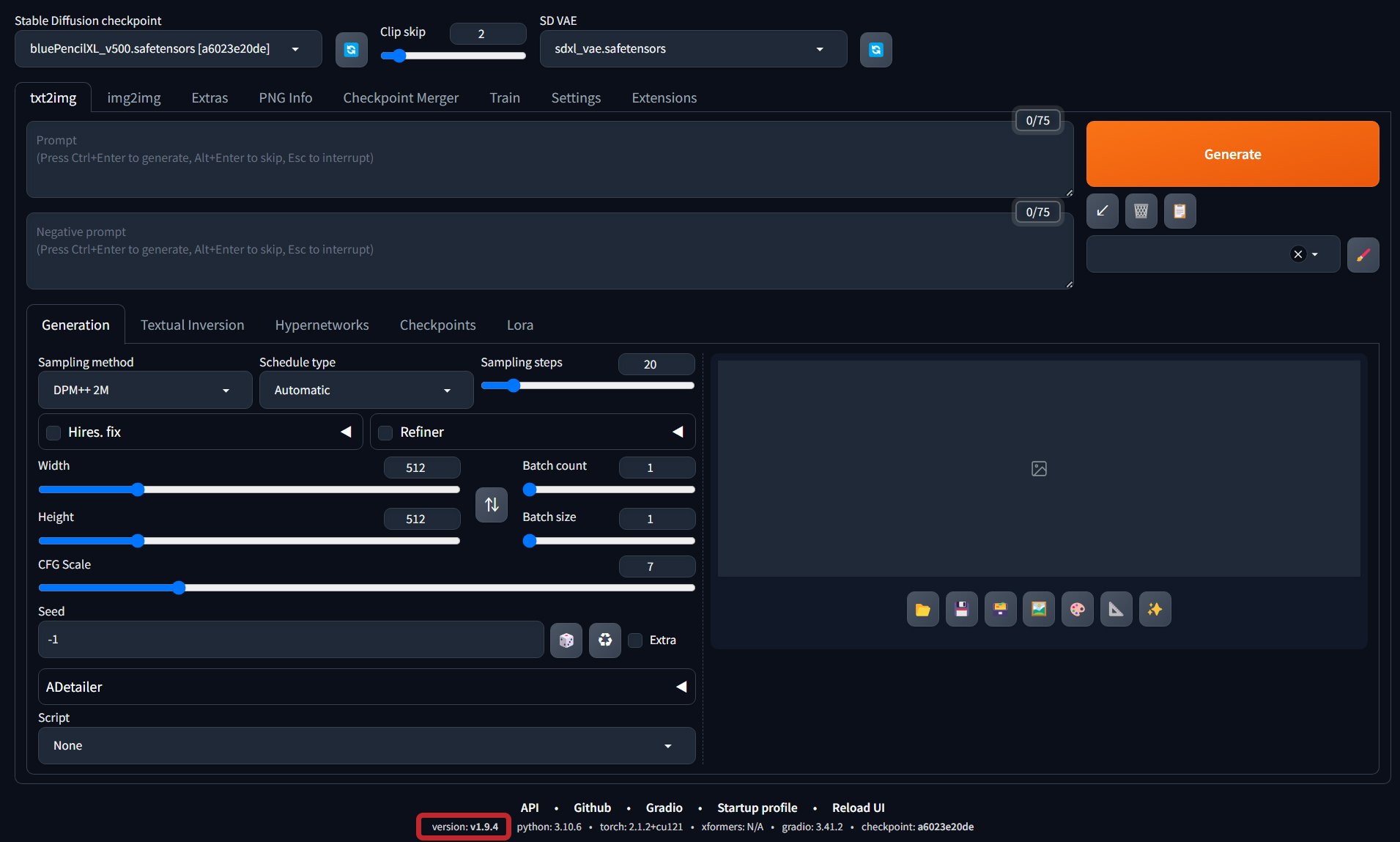 Check the version of Stable Diffusion WebUI (browser)