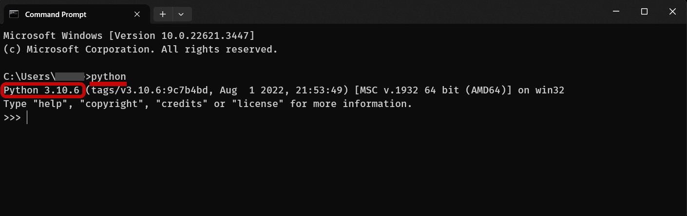 command prompt screen shows Python version