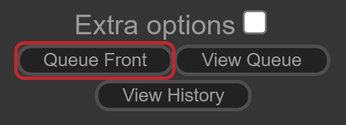 Screen of queue front button