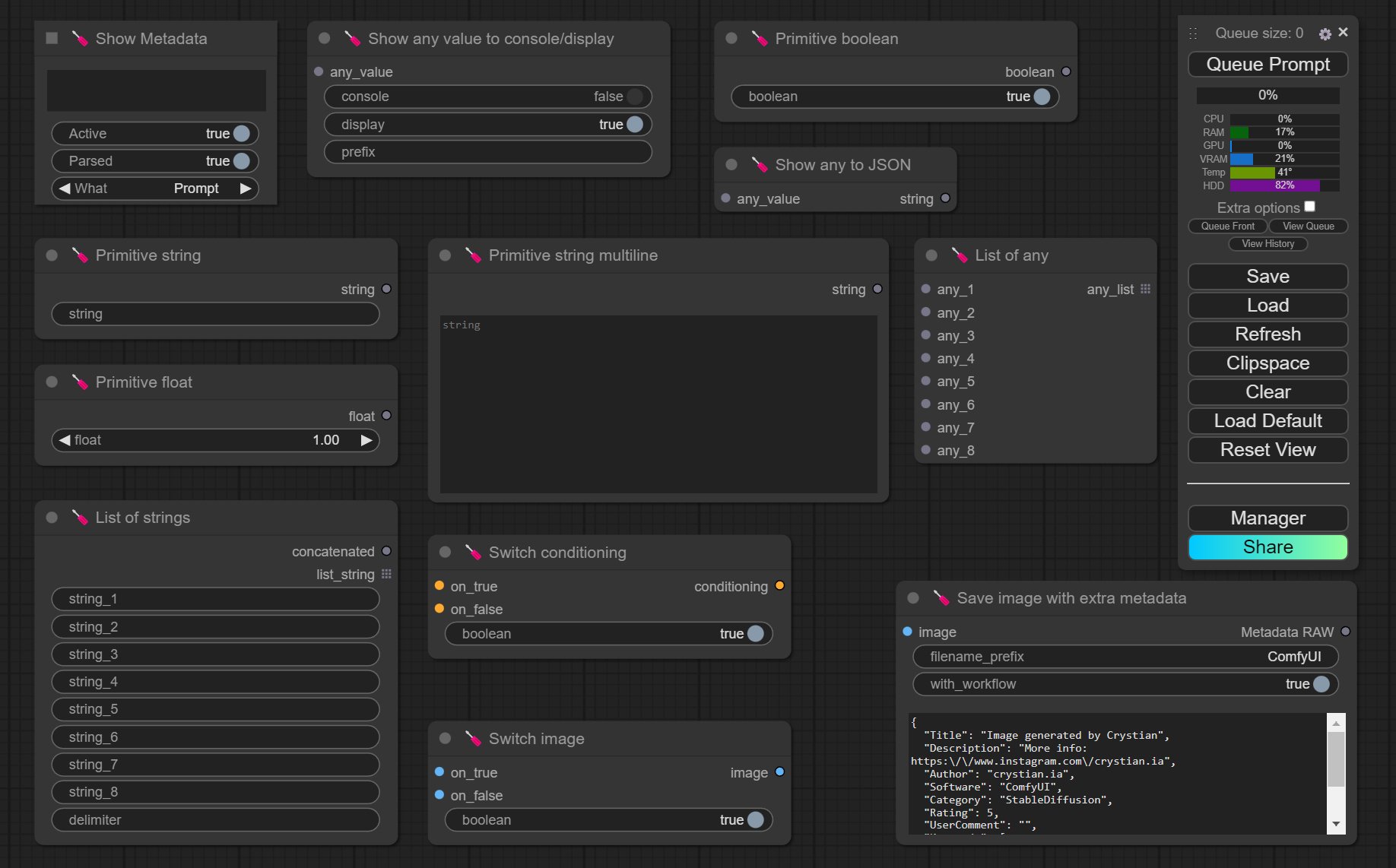 Nodes in ComfyUI-Crystools