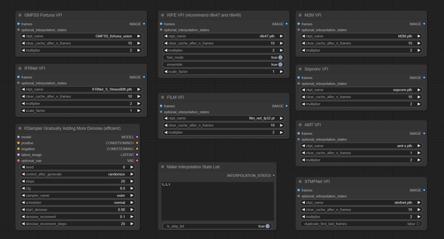 Nodes in ComfyUI Frame Interpolation (ComfyUI VFI)