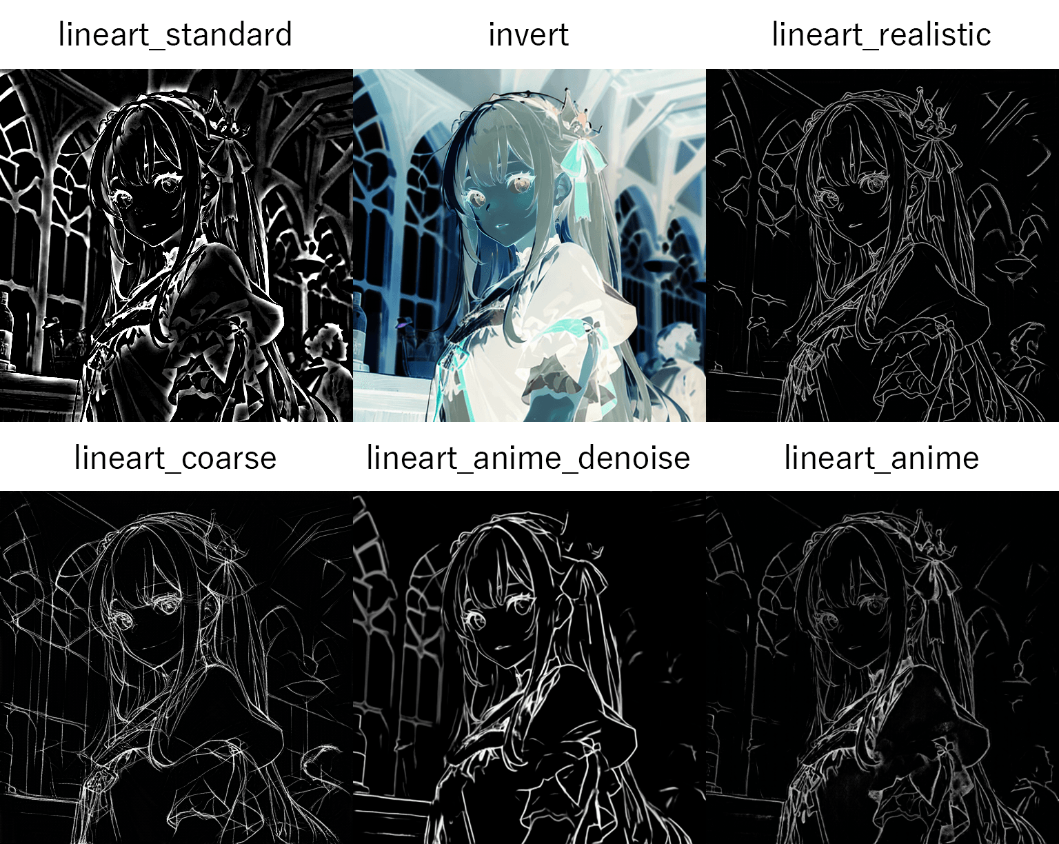 LineartのPreprocessorサンプル